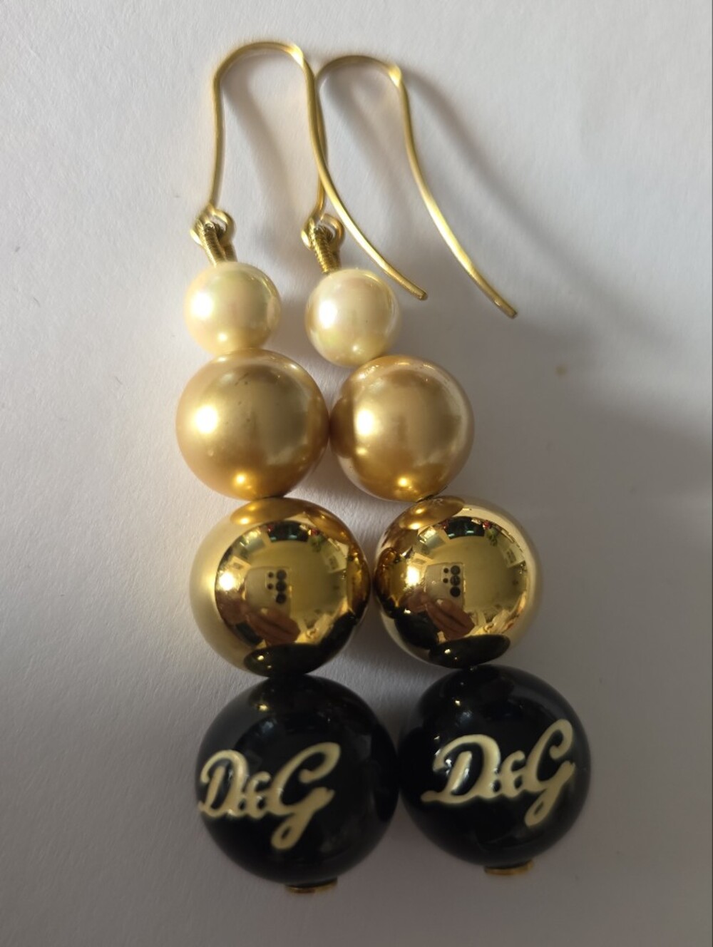 Dolce & Gabbana Gold and Black Bead Drop Earrings - Picture 3 of 5